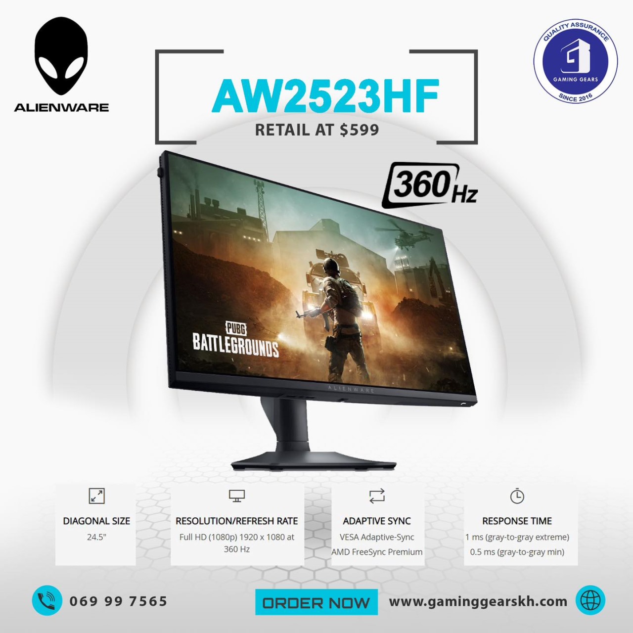 Alienware - AW2523HF 24.5 IPS LED FHD - 360Hz - AMD FreeSync